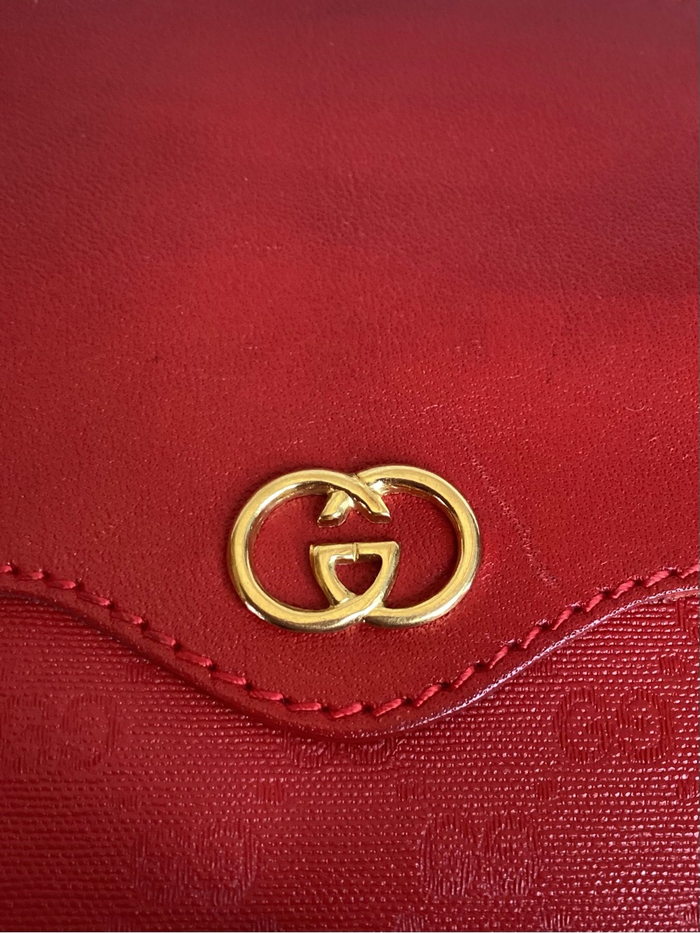 Vintage Gucci Micro-Monogram Red Leather Half-Moon Crossbody Shoulder Bag EUC - Picture 13 of 16